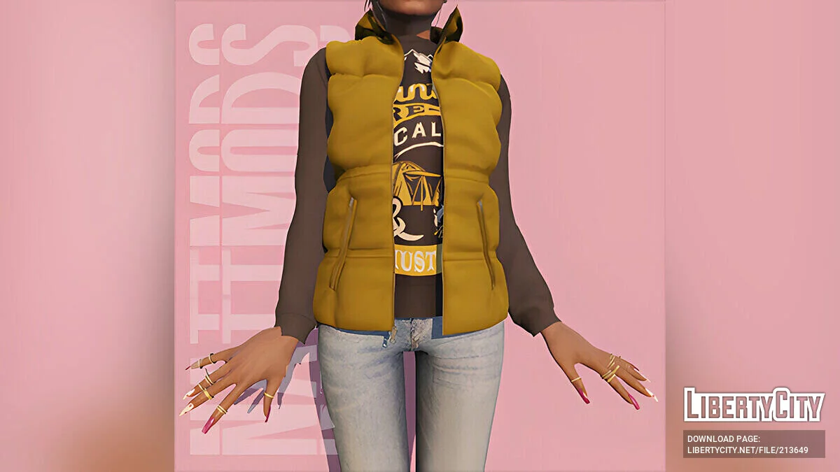 Hooded puffer vest для MP Female / GTA 5