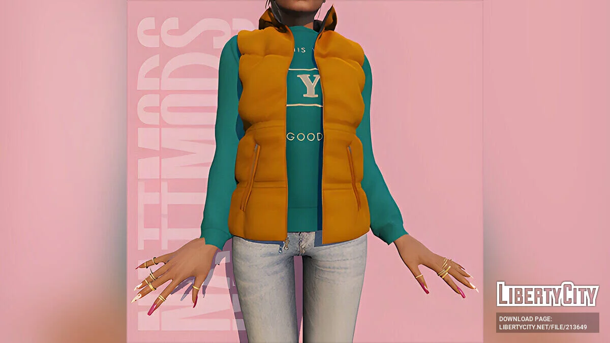 Hooded puffer vest для MP Female / GTA 5