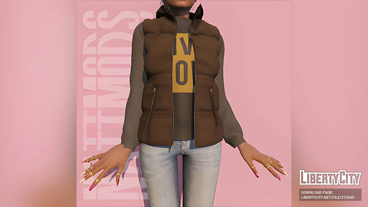 Hooded puffer vest для MP Female / GTA 5