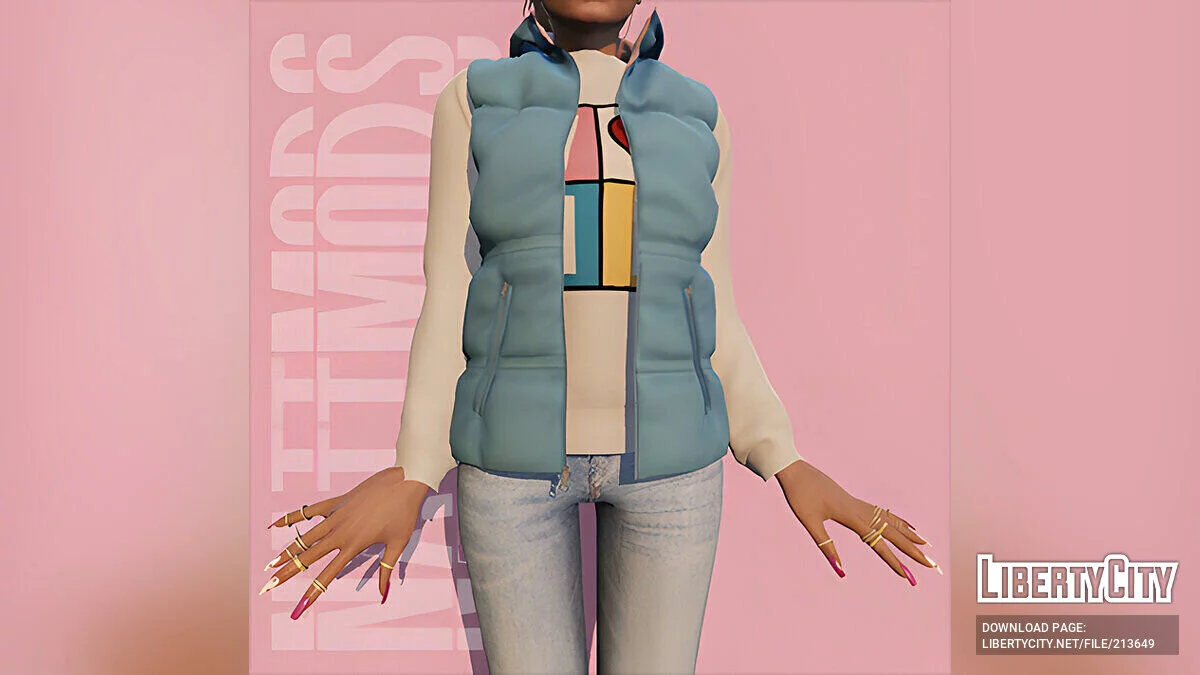 Hooded puffer vest для MP Female / GTA 5
