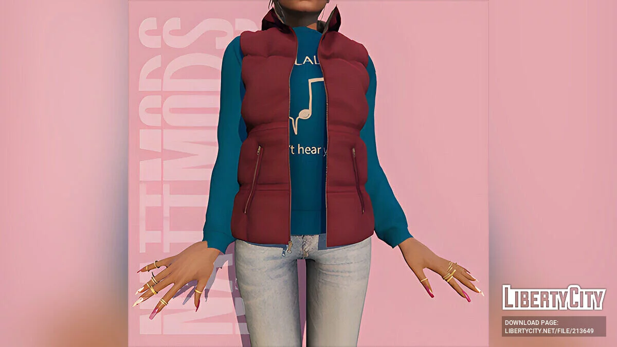 Hooded puffer vest для MP Female / GTA 5