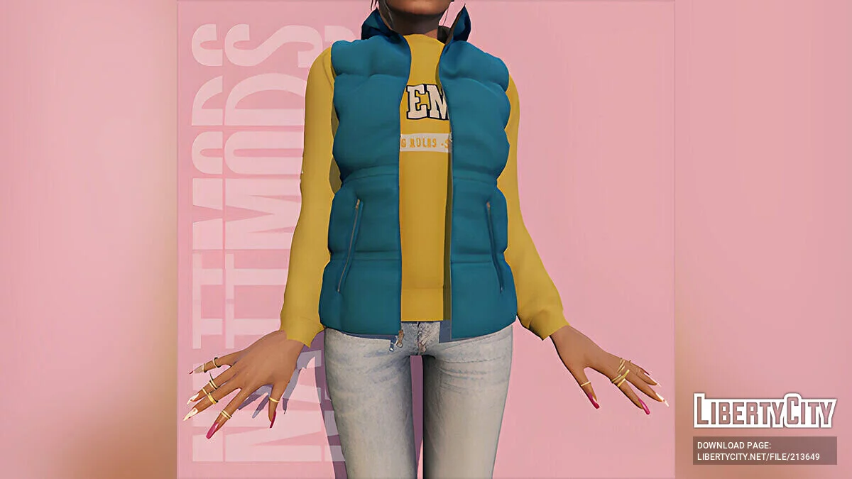 Hooded puffer vest для MP Female / GTA 5