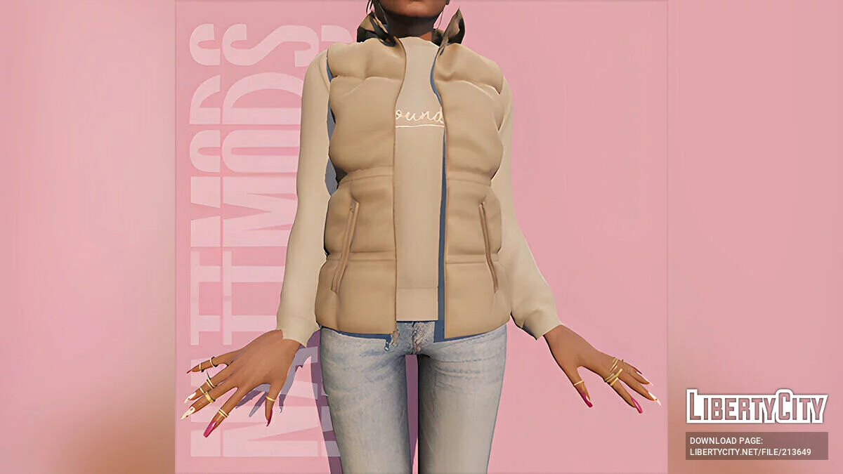 Hooded puffer vest для MP Female / GTA 5