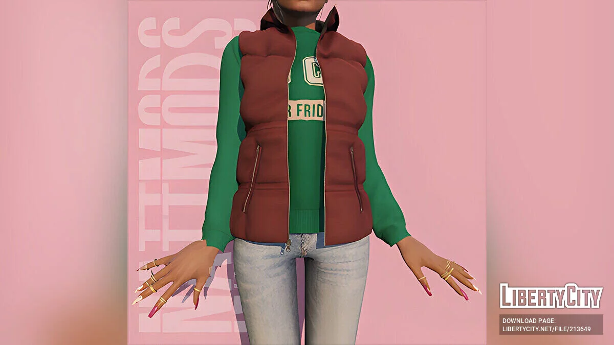 Hooded puffer vest для MP Female / GTA 5