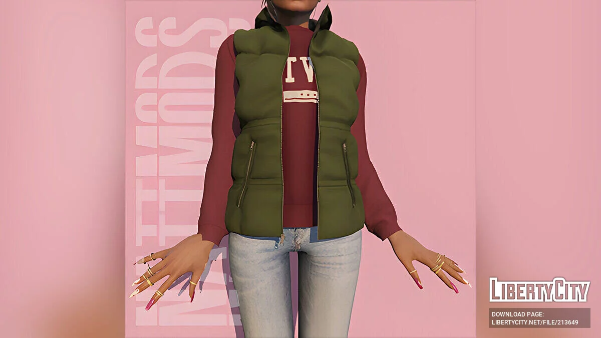 Hooded puffer vest для MP Female / GTA 5