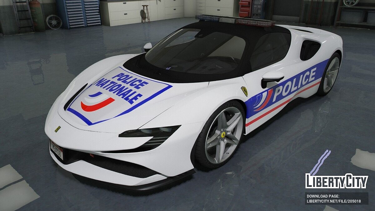 Скачать Ferrari SF90 Police Nationale v1.0 для GTA 5