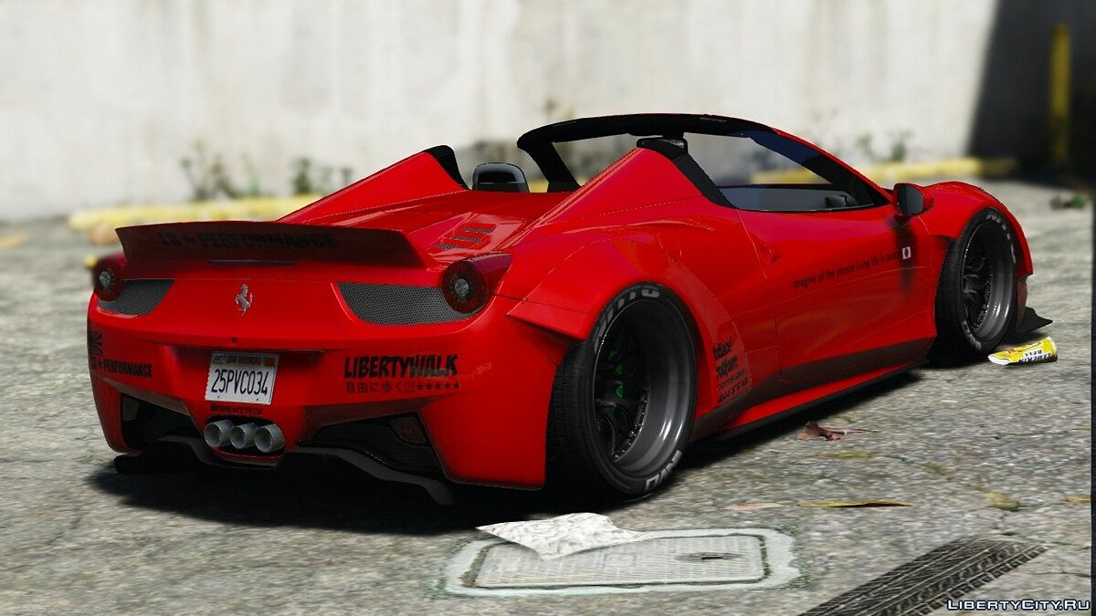 Liberty Walk Ferrari 458 Spider [Add-On | Tuning | Livery] 1.0 для GTA 5 - Картинка #2