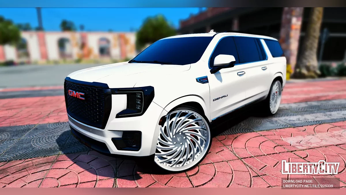 Custom Tuned GMC Yukon Denali On 26-inch Staggered Amani Forged Wheels with a Satin Center & Chrome lips / GTA 5