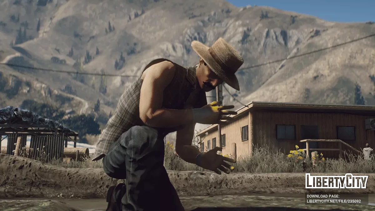 Соломенная ковбойская шляпа владельца ранчо для MP Male / GTA 5