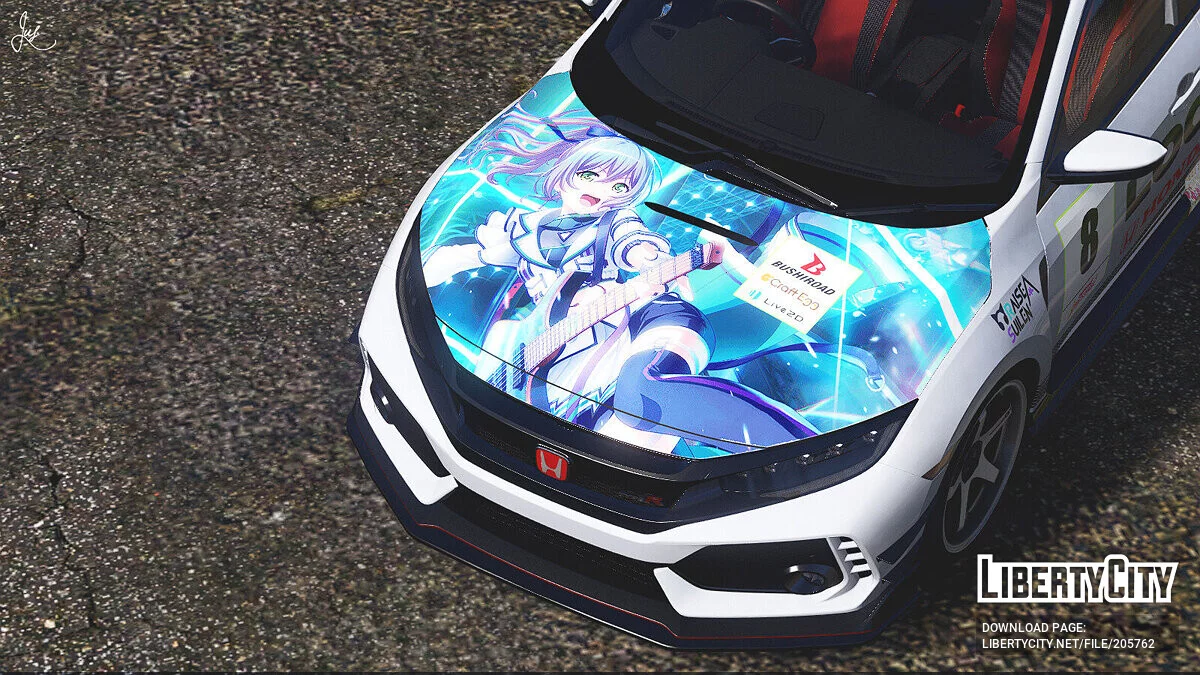 Honda Civic Type R (FK8) BanG Dream! Rokka Asahi Itasha / GTA 5