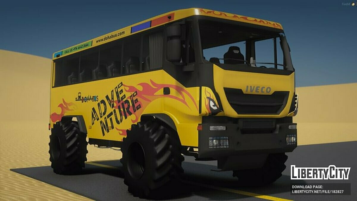 Скачать IVECO Monster Bus Safari in Qatar [Replace/FiveM] для GTA 5