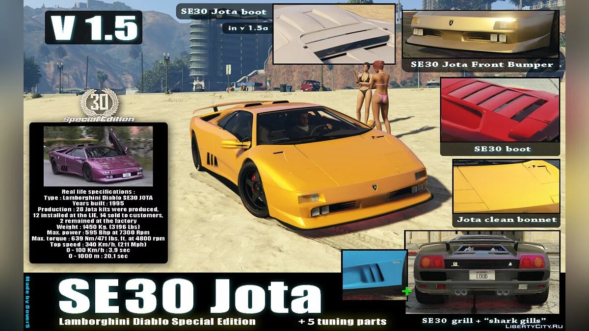Lamborghini Diablo GTR [Add-On | Tuning | Template] 1.6 / GTA 5