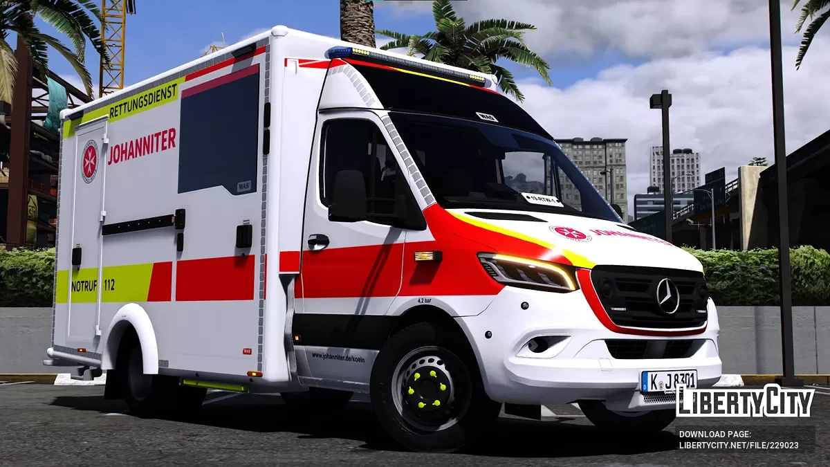 Mercedes-Benz Sprinter 319 CDI WAS-500 RTW Johanniter Koeln / GTA 5