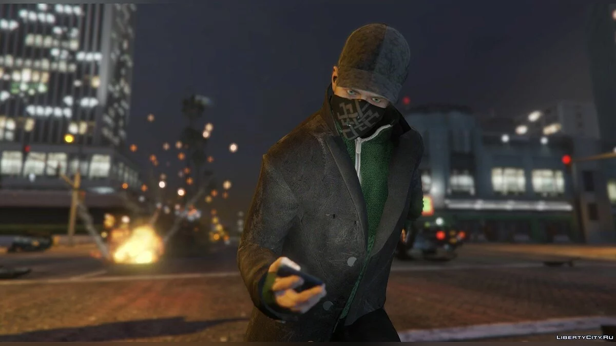 Aiden Pearce + Real Mask and Inner Shirt Model + Real Head v1.5 / GTA 5