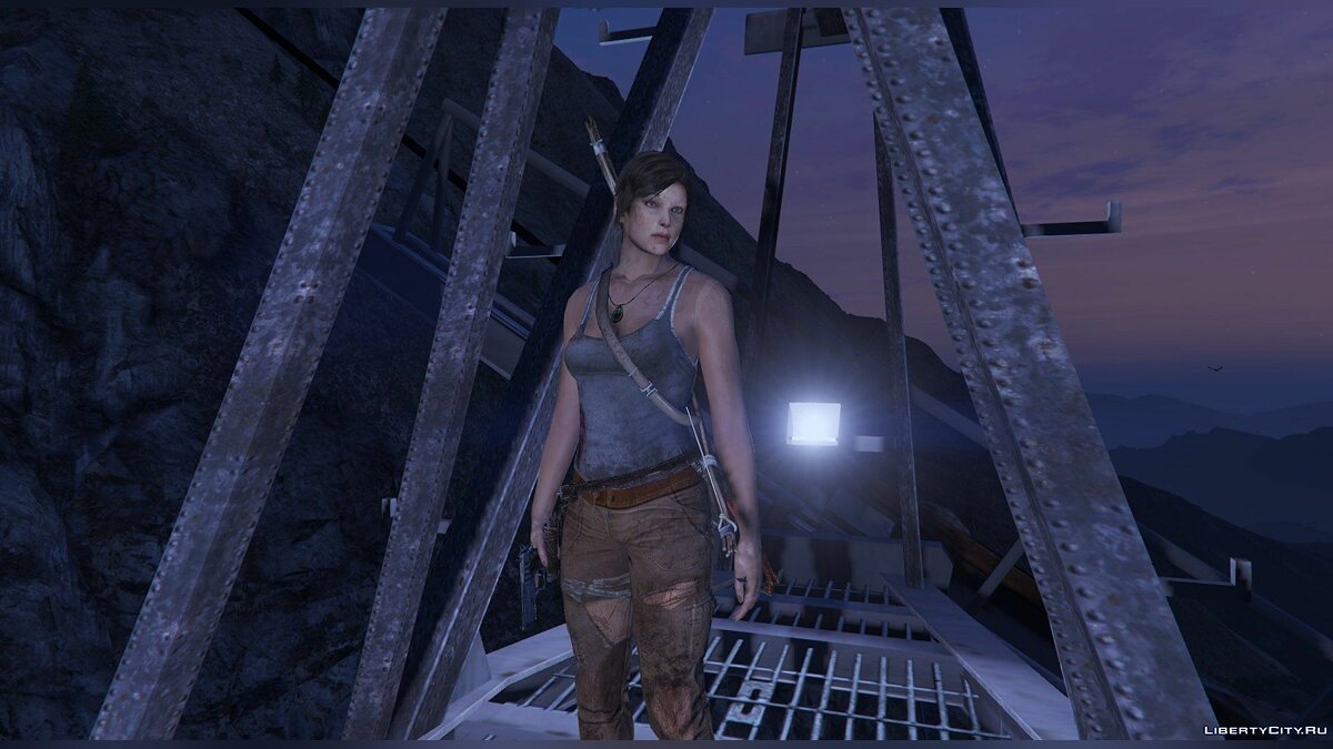 Скачать Tomb Raider Lara Croft Ped+ Real Head + Accessories v1.6 для GTA 5