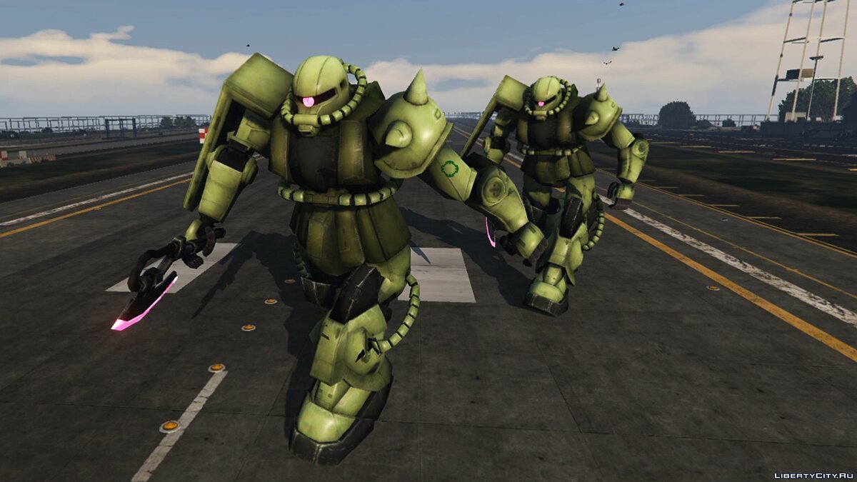 Скачать Zaku II (Gundam Series) [BIG Emissive Add-On Ped] 1.2 - Большой  робот из анимэ для GTA 5