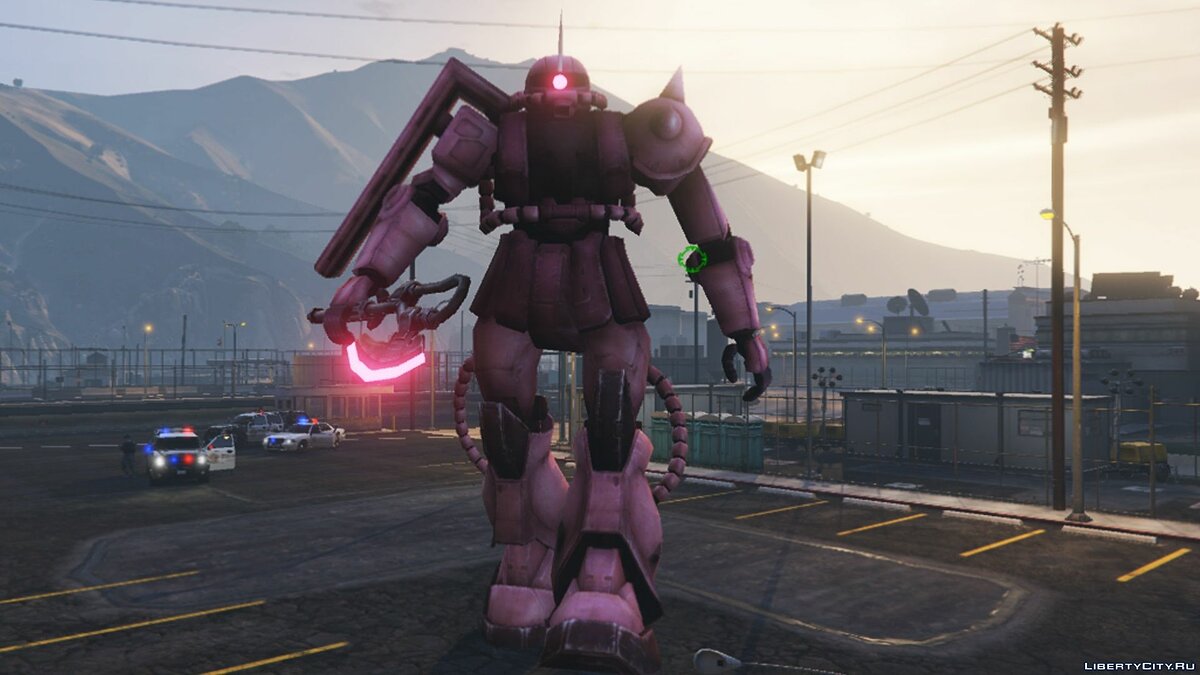 Скачать Zaku II (Gundam Series) [BIG Emissive Add-On Ped] 1.2 - Большой  робот из анимэ для GTA 5