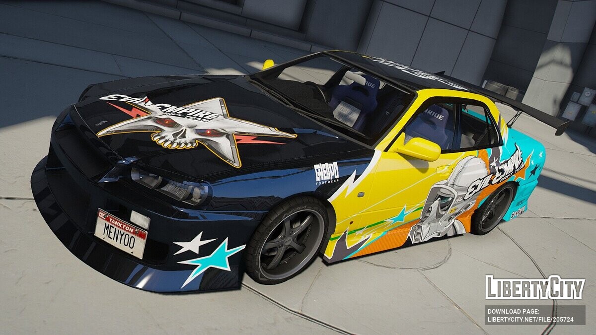 Скачать Nissan Skyline R34 25GT Turbo Evil Empire Vinyl для GTA 5