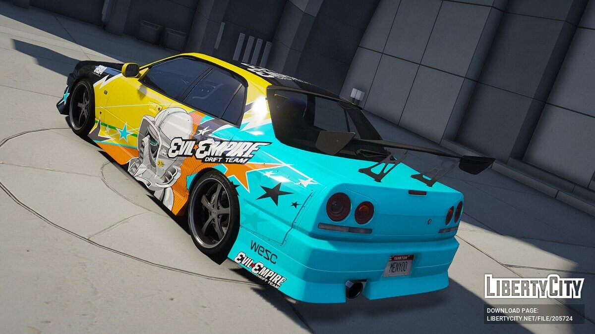 Скачать Nissan Skyline R34 25GT Turbo Evil Empire Vinyl для GTA 5