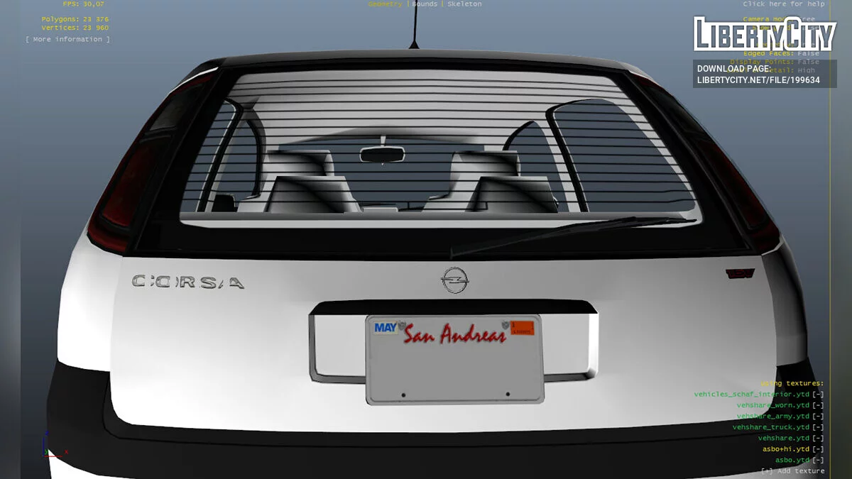 Шильдики Opel/Vauxhall Corsa C (2000) для Maxwell Asbo / GTA 5