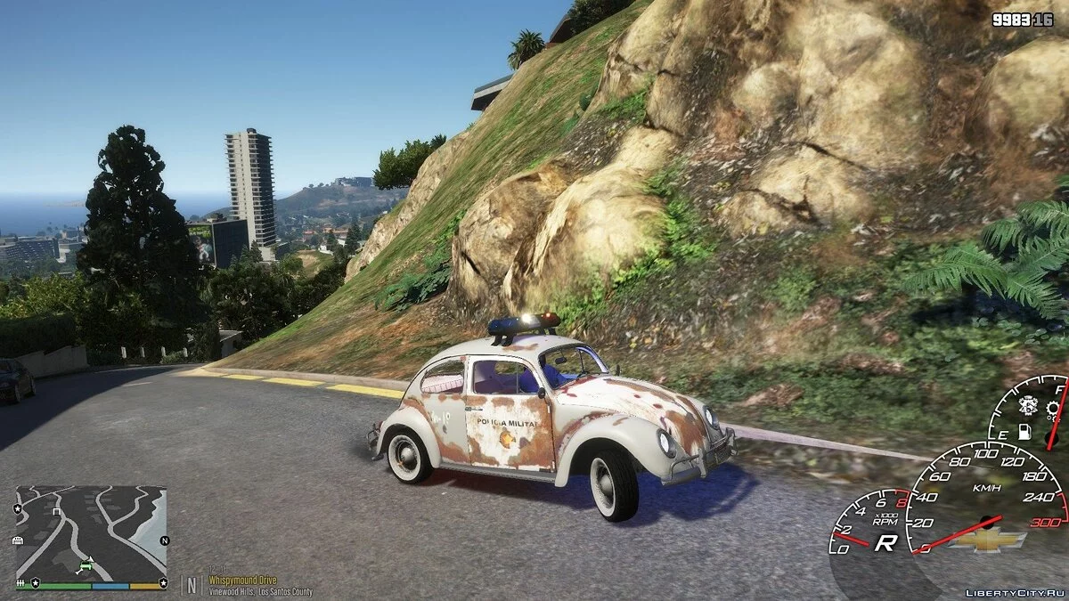 Полицейский Volkswagen Beetle/Fusca PMESP [Wipers][Dials][Livery] 1.1 / GTA 5