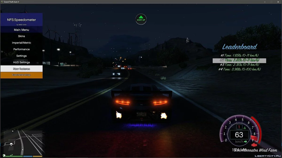NFS gauge - RPM Gear Speedometer & Timer 2.63.1 / GTA 5
