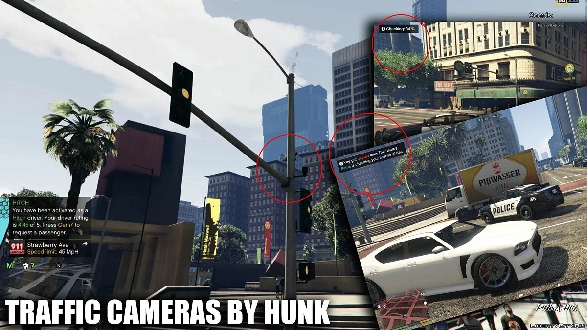 Добавление камер дорожного движения и патрулей / GTA 5