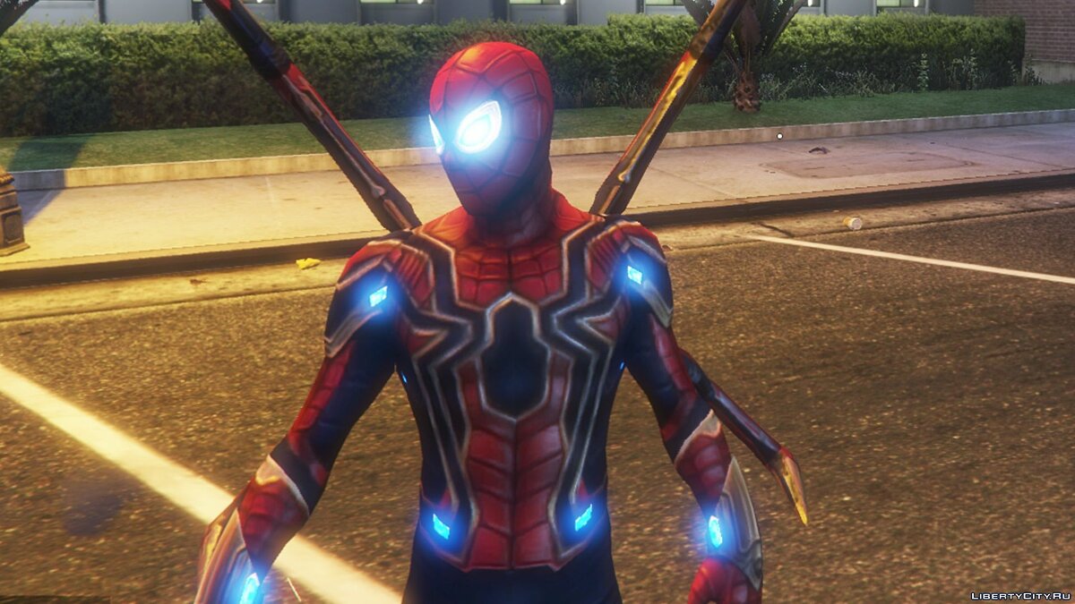 Скачать Spider-man mods coming Pack (Infinity War, PS4 Advanced suit and  Stark suit)- 3.1 для GTA 5