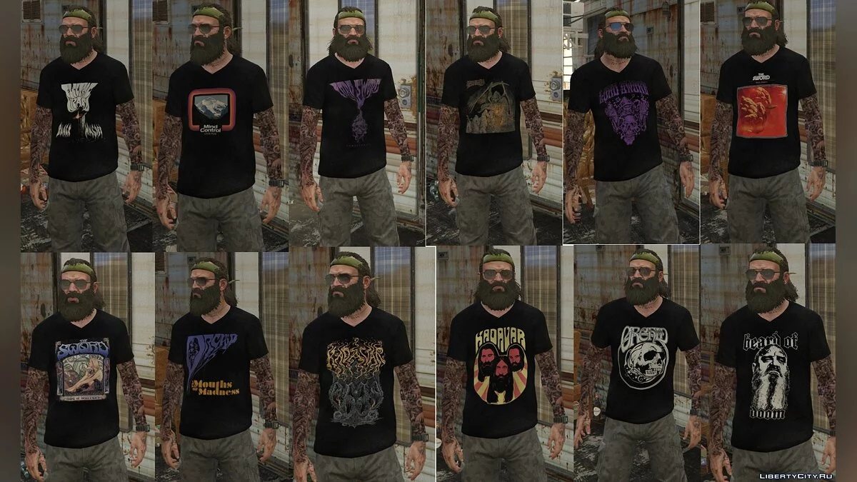Пак футболок для Тревора с рок/метал группами / GTA 5