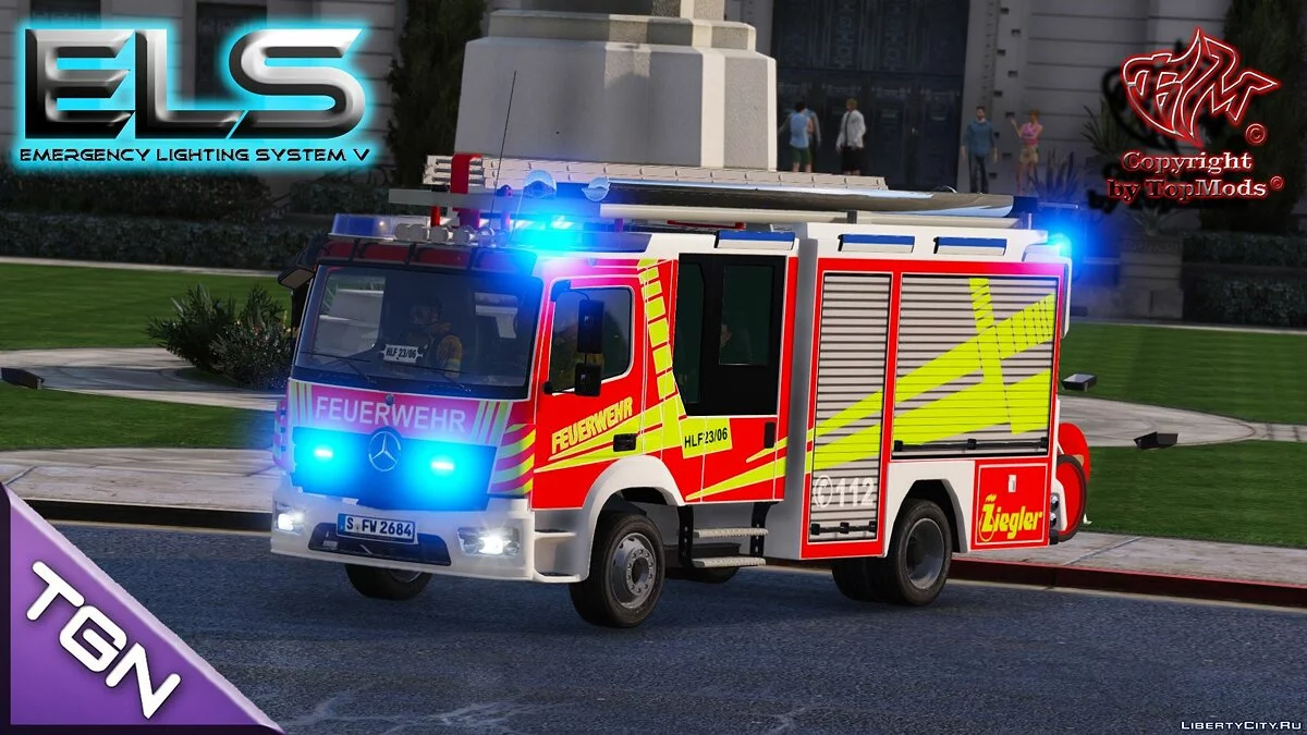 Mercedes-Benz Atego HLF + Script [ELS] (German Firetruck) / GTA 5
