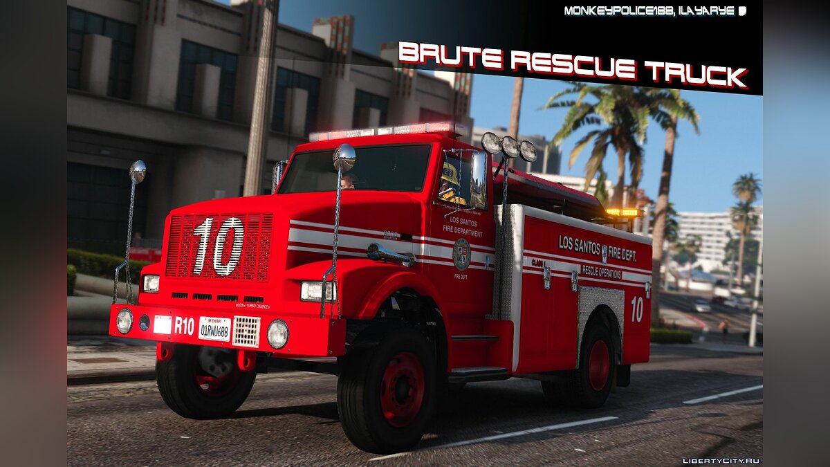 Скачать Brute Fire Rescue Truck [Add-On | Liveries | Template] v1.0 - Пожарная  машина для GTA 5