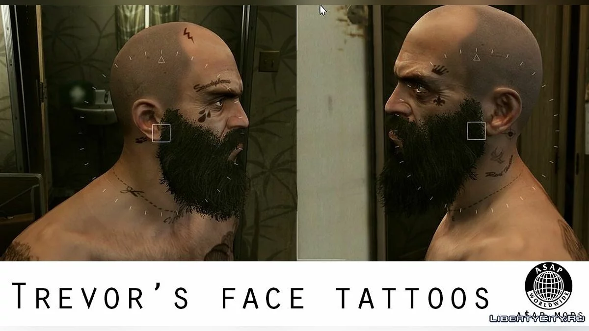 NEW HD Tattoos (+face tattoos/full sleeve) for Trevor, Franklin & Michael 1.5 / GTA 5