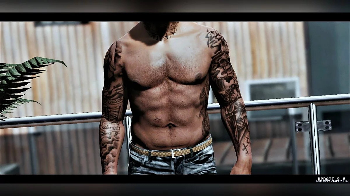 Татуировки для Франклина - Body tattoos and Bullets Scars 2.3 / GTA 5