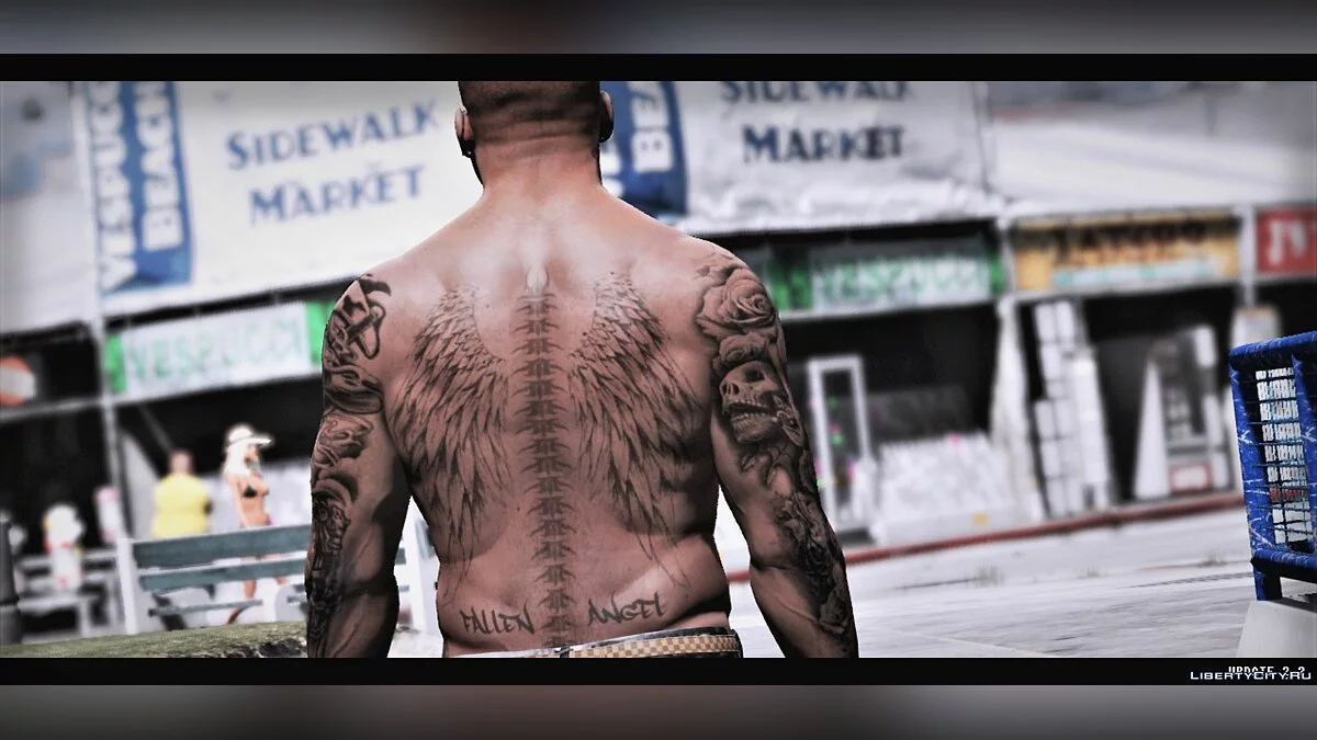 Татуировки для Франклина - Body tattoos and Bullets Scars 2.3 / GTA 5