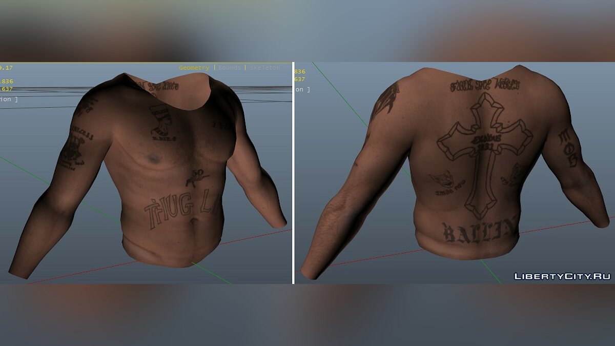 2Pac&#039;s Tattoos for Franklin для GTA 5 - Картинка #1