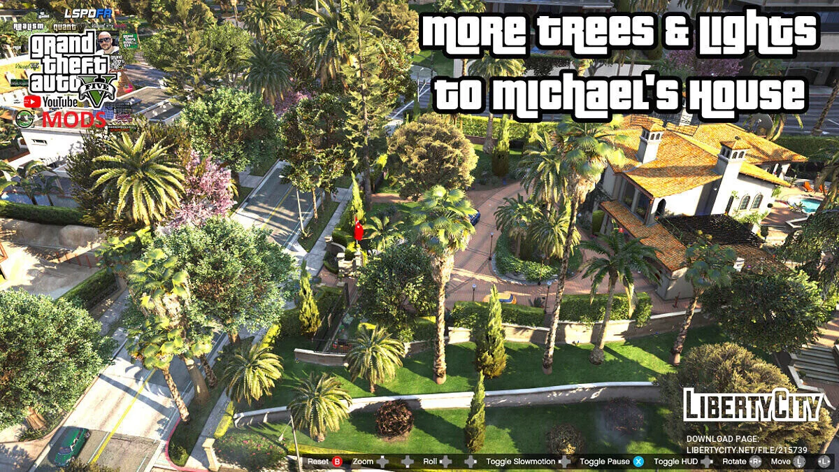Множество деревьев возле дома Майкла / GTA 5