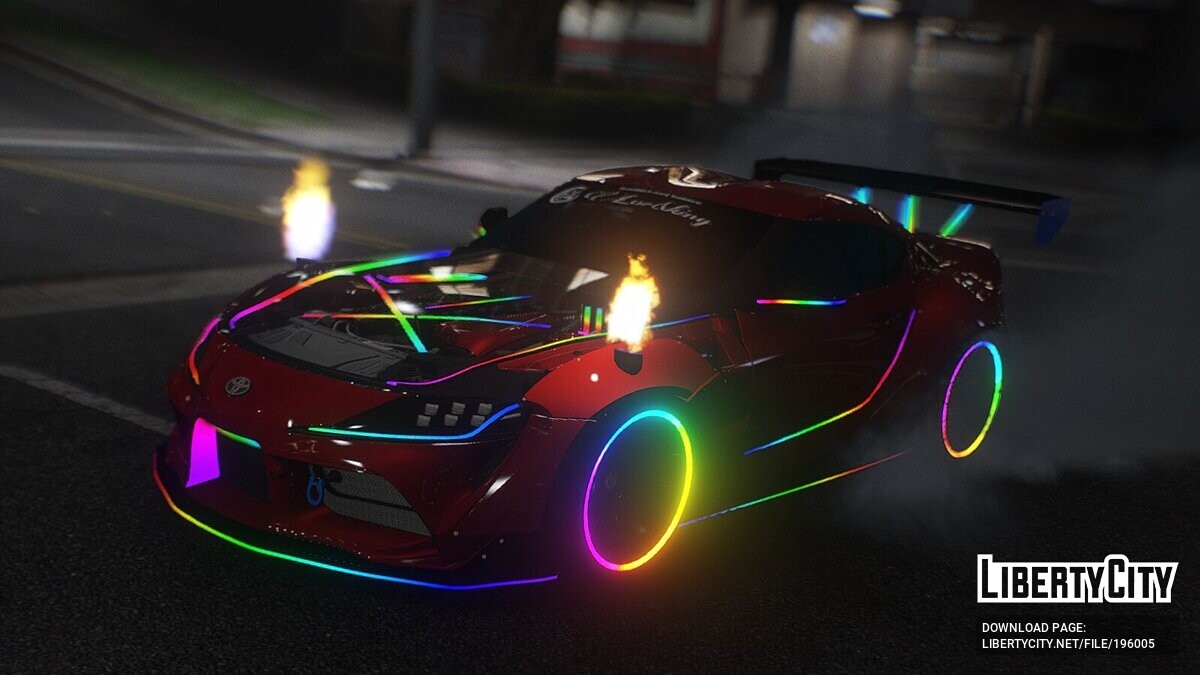 Скачать Toyota Supra с переливающейся RGB подсветкой для GTA 5