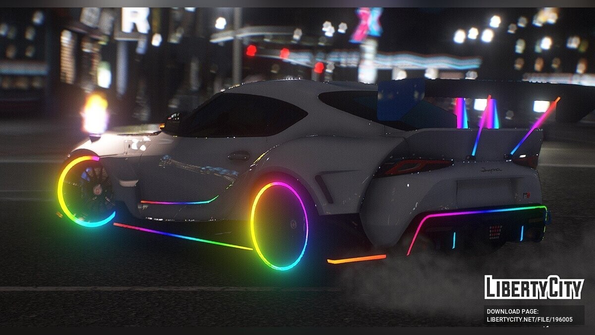 Скачать Toyota Supra с переливающейся RGB подсветкой для GTA 5