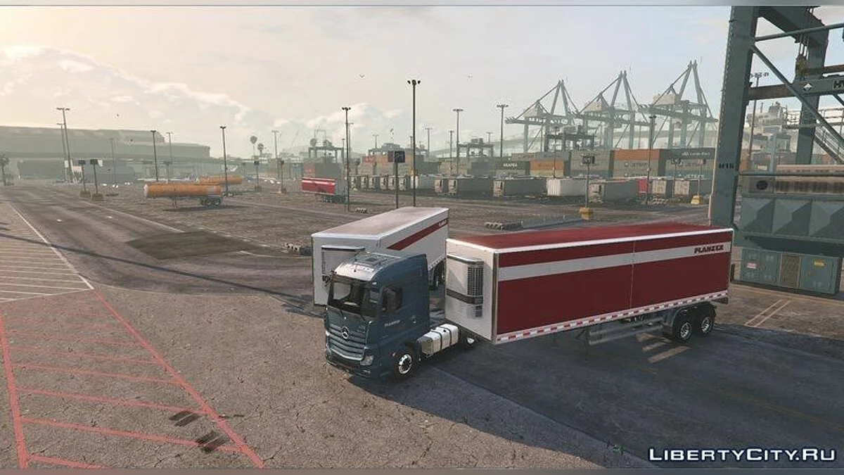 Mercedes Actros Planzer with two Planzer's Trailers / GTA 5