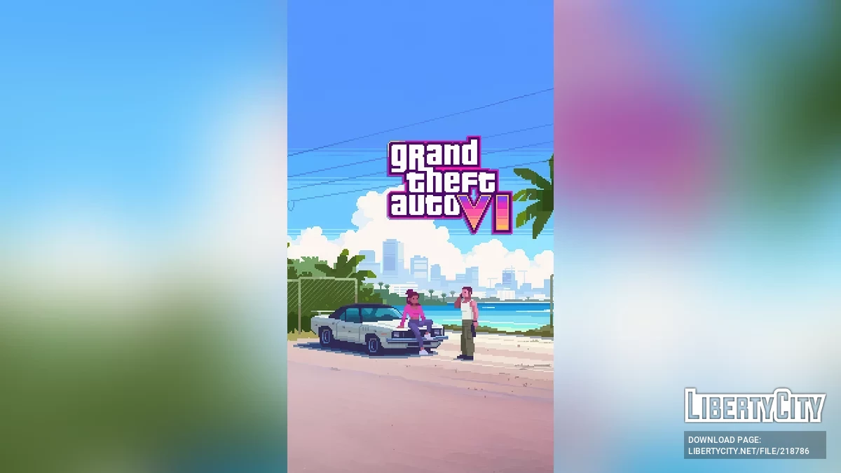 Обои с Джейсоном и Люсией в пиксельном стиле / GTA 6