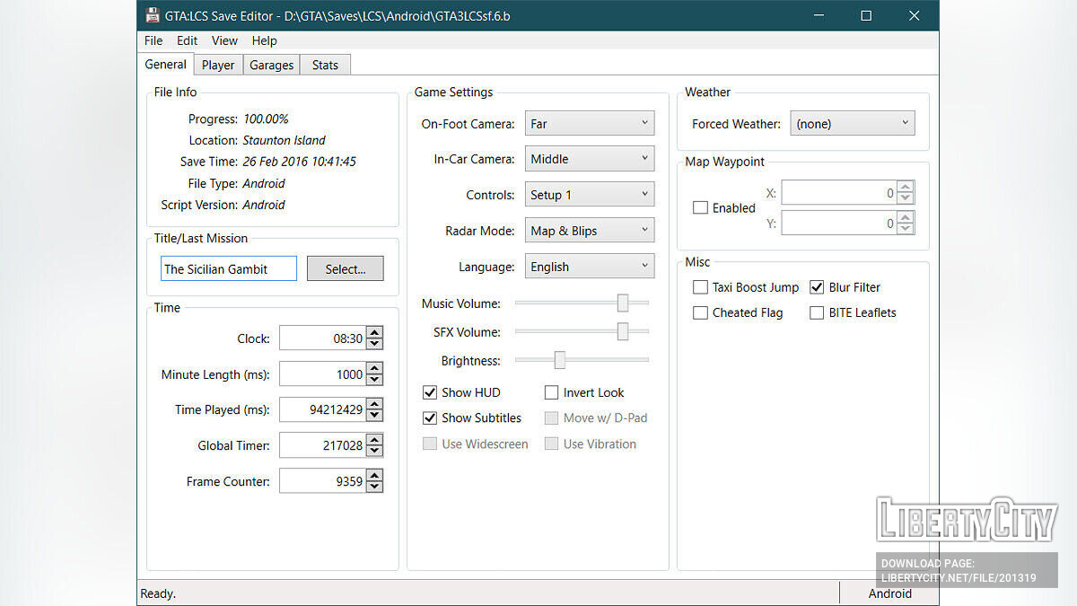 Скачать Liberty City Stories Save Editor для GTA Liberty City Stories
