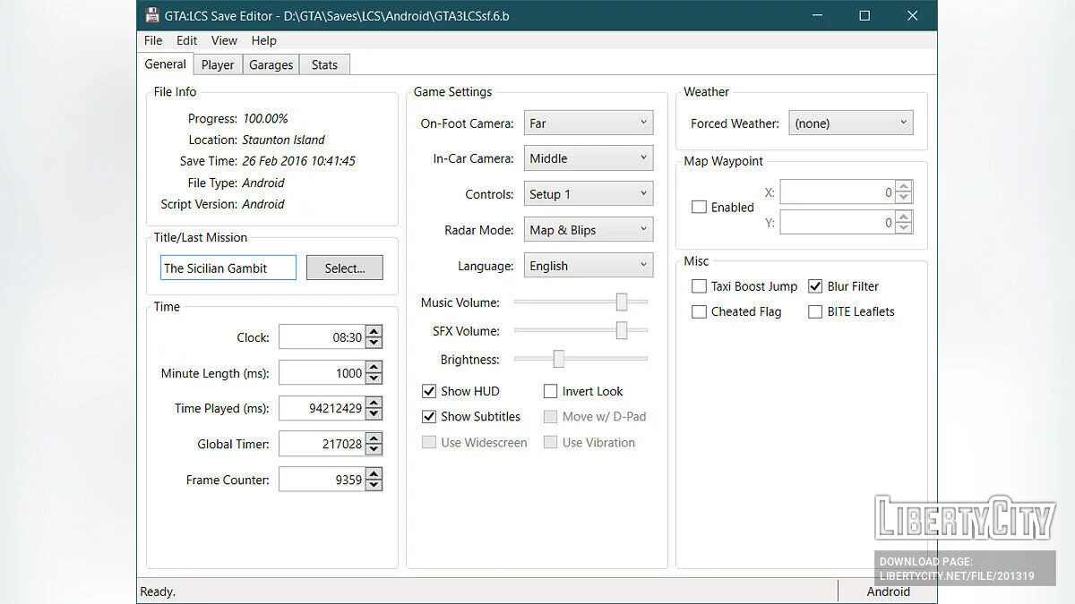 Liberty City Stories Save Editor / GTA Liberty City Stories