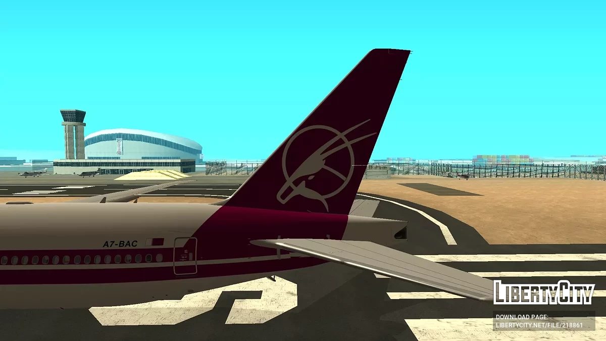Qatar Airways Boeing 777-3DZER A7-BAC Retro Livery (remastered version) / GTA San Andreas