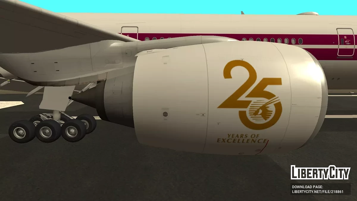Qatar Airways Boeing 777-3DZER A7-BAC Retro Livery (remastered version) / GTA San Andreas