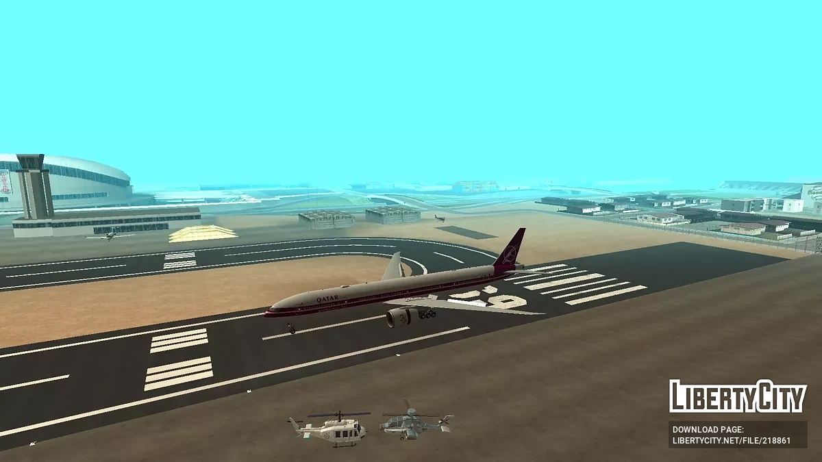 Qatar Airways Boeing 777-3DZER A7-BAC Retro Livery (remastered version) / GTA San Andreas