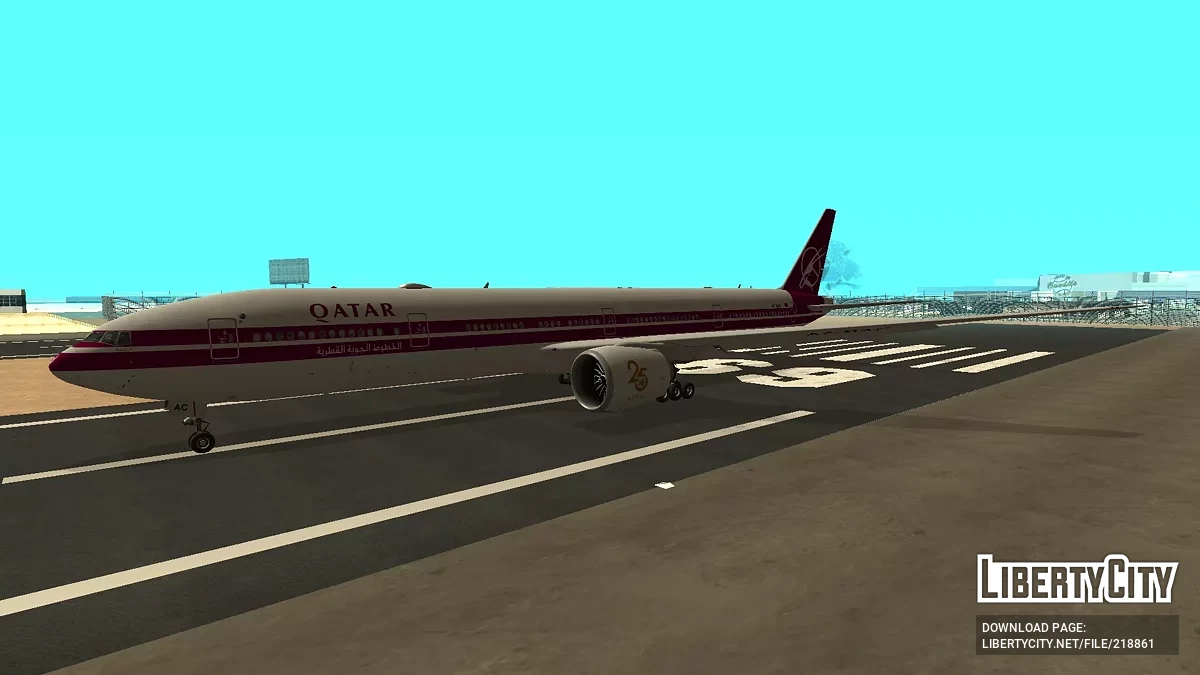 Qatar Airways Boeing 777-3DZER A7-BAC Retro Livery (remastered version) / GTA San Andreas
