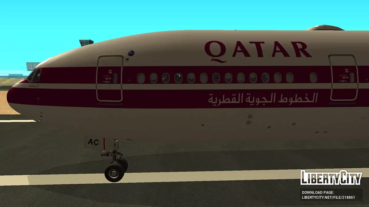 Qatar Airways Boeing 777-3DZER A7-BAC Retro Livery (remastered version) / GTA San Andreas