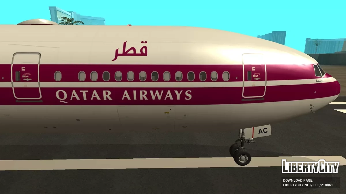 Qatar Airways Boeing 777-3DZER A7-BAC Retro Livery (remastered version) / GTA San Andreas