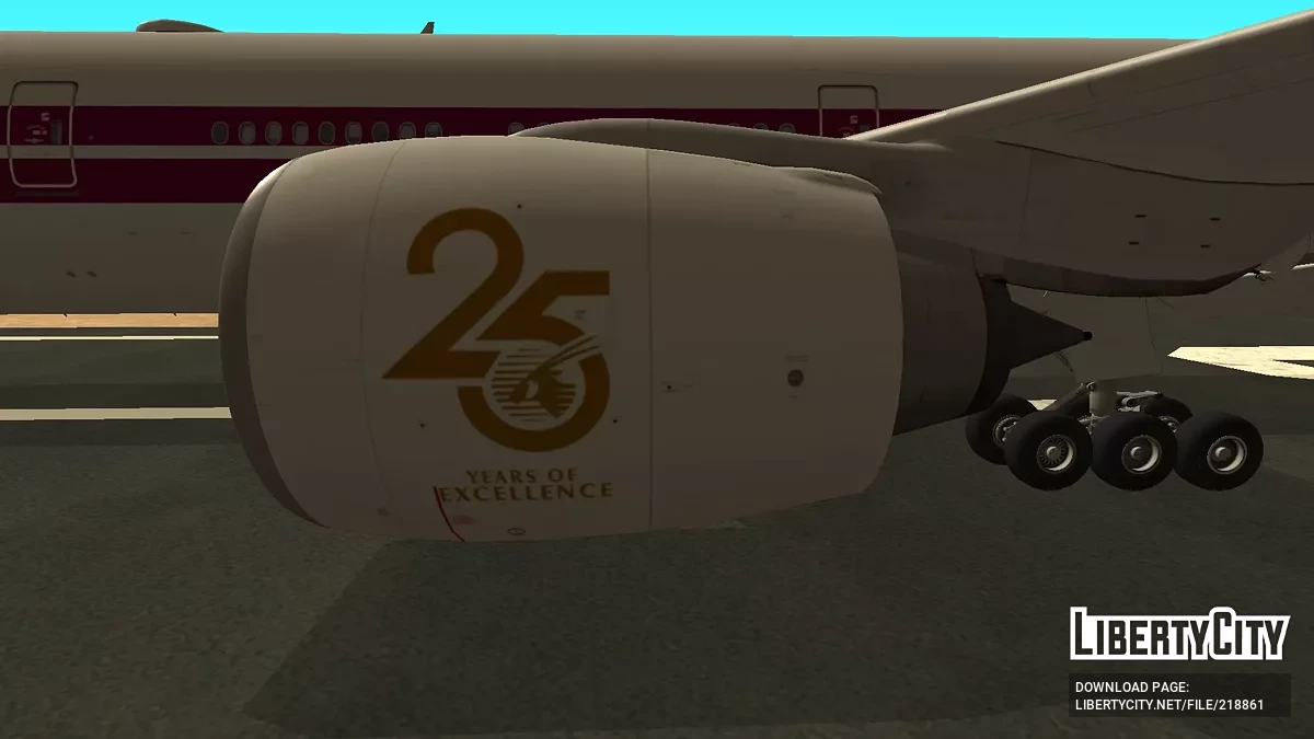 Qatar Airways Boeing 777-3DZER A7-BAC Retro Livery (remastered version) / GTA San Andreas