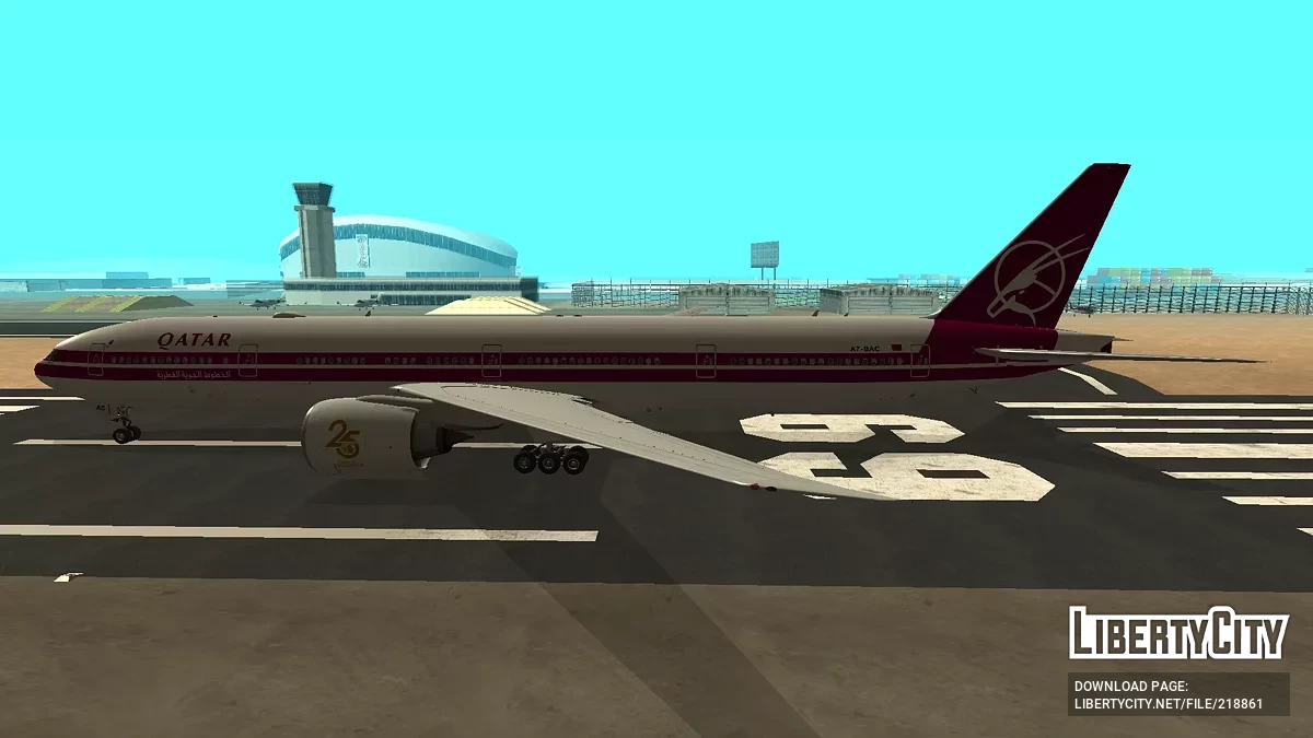 Qatar Airways Boeing 777-3DZER A7-BAC Retro Livery (remastered version) / GTA San Andreas